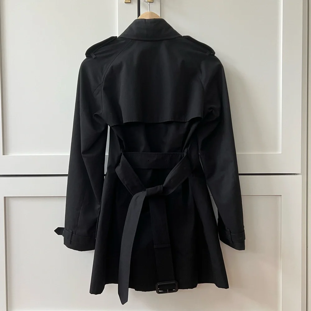 Black Burberry Trench • full check interior lining • removable belt - Size US 2 - Picture 9 of 16